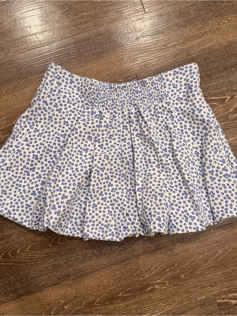 Maeve White Skirt with Blue Floral Print